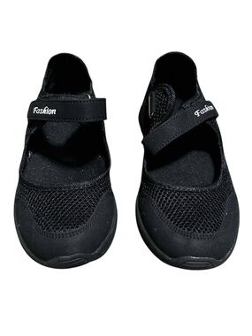 Black Mesh Lightweight Sporty Mary Jane Casual Shoes | Size 6 | Velcro Strap